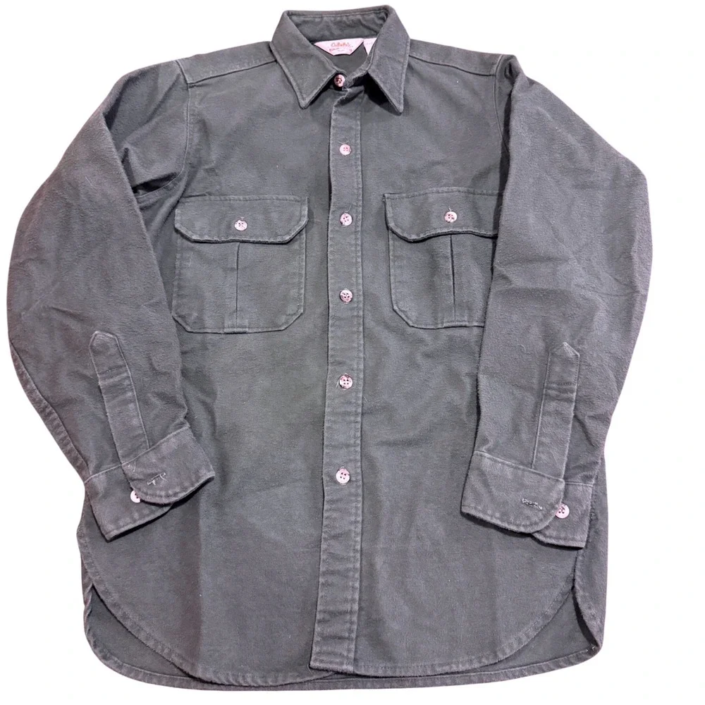 Vintage Cabelas Mens Medium Chamois Shirt Forest Green Cotton Made in USA Med?